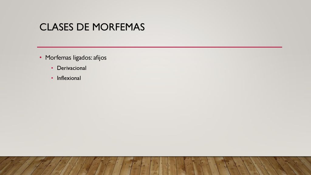 clases de morfemas Morfemas ligados: afijos Derivacional Inflexional