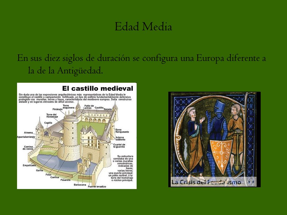 Edad Media En sus diez siglos de duración se configura una Europa diferente a la de la Antigüedad.