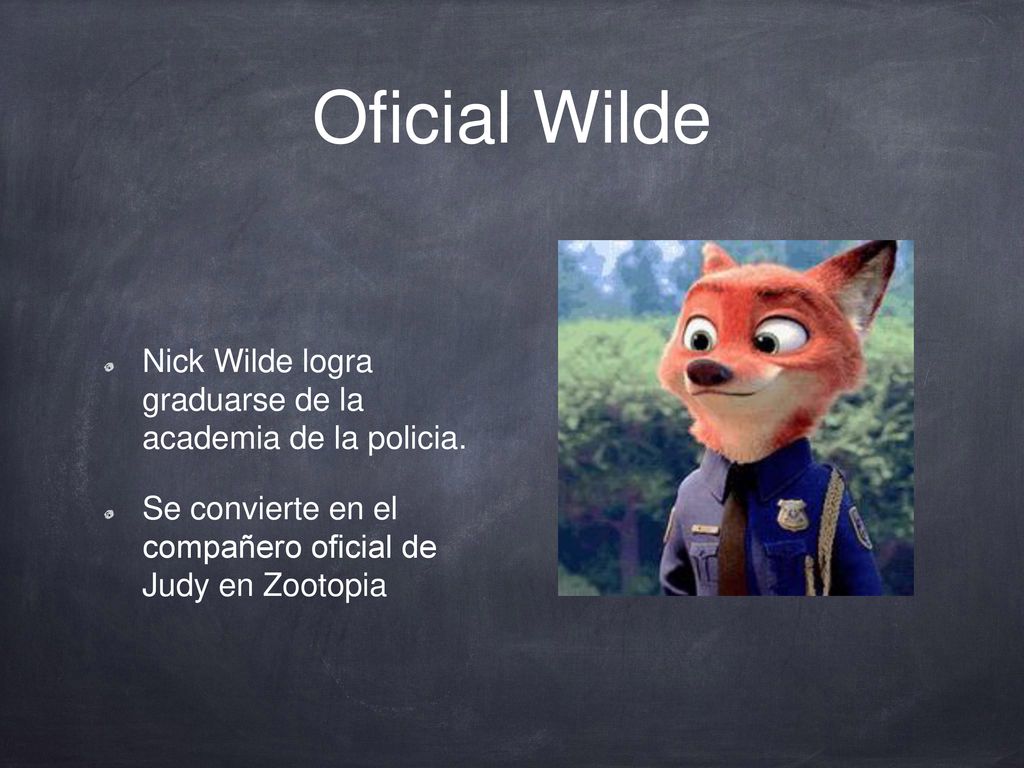 Oficial Wilde Nick Wilde logra graduarse de la academia de la policia.