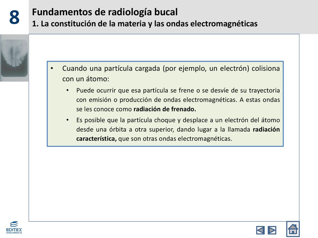 8 Fundamentos de radiología bucal 1. La constitución de la materia y las ondas electromagnéticas.