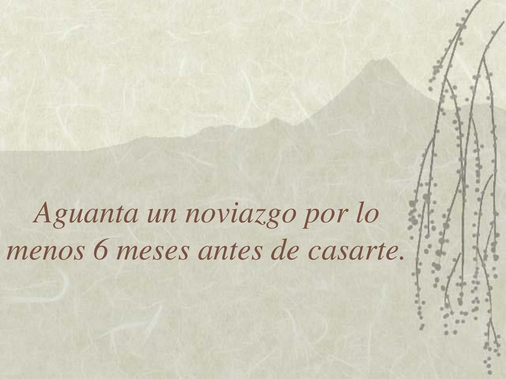 Aguanta un noviazgo por lo menos 6 meses antes de casarte.
