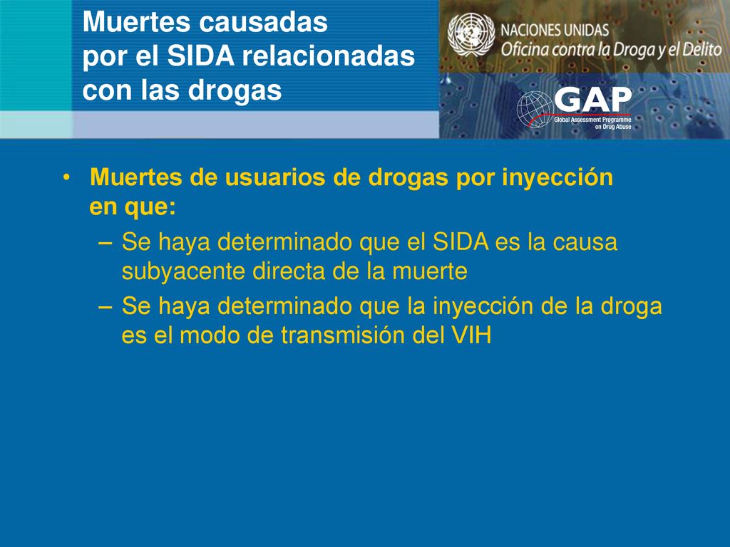 Muertes causadas por el SIDA relacionadas con las drogas