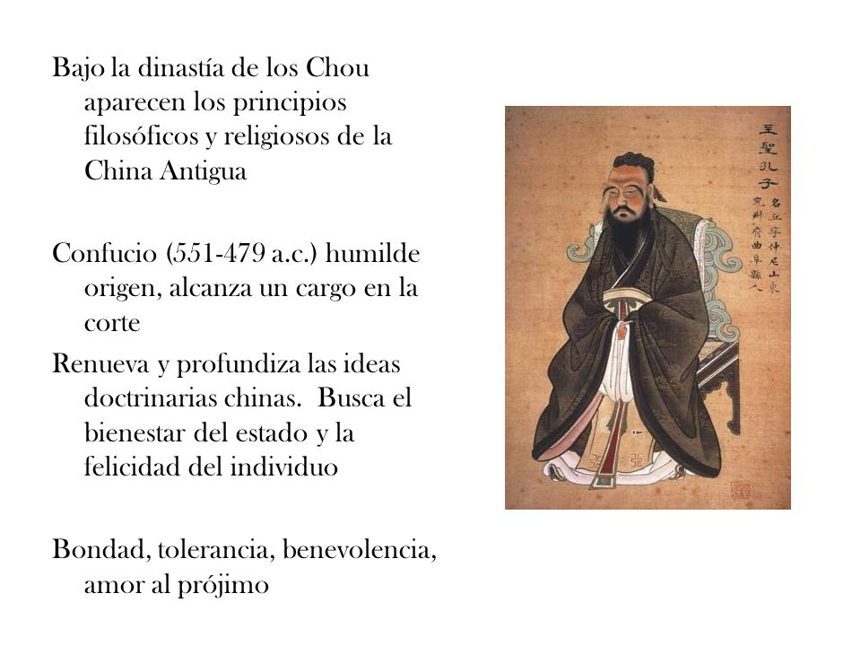 Bajo la dinastía de los Chou aparecen los principios filosóficos y religiosos de la China Antigua