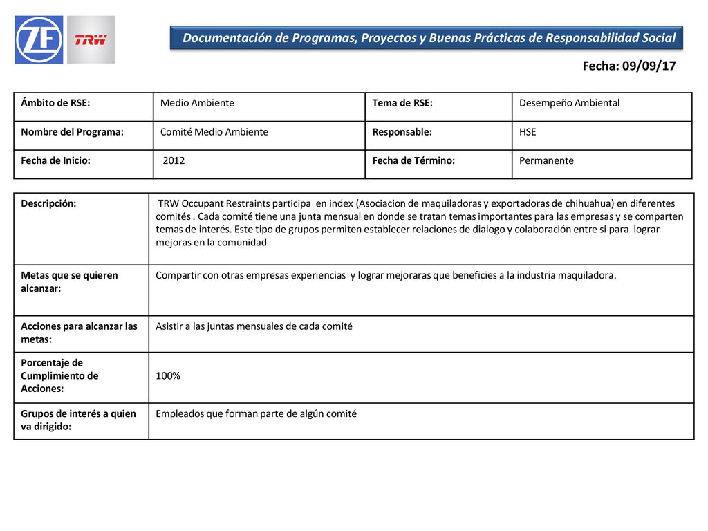 Documentación de Programas, Proyectos y Buenas Prácticas de Responsabilidad Social