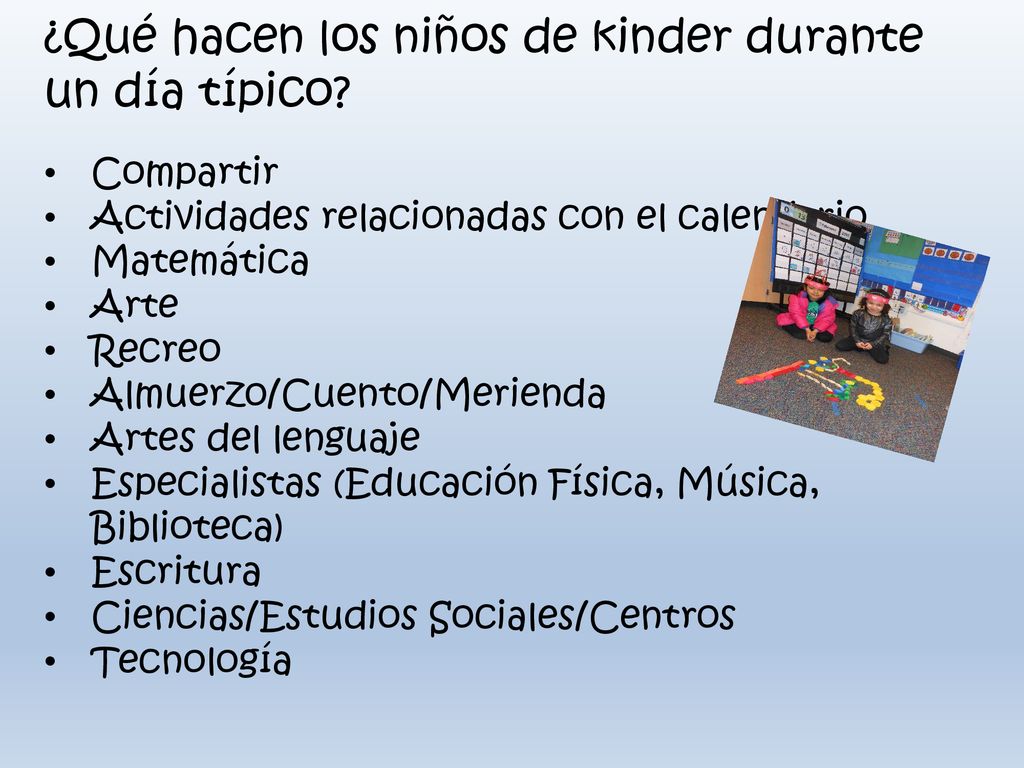 ¿Qué hacen los niños de kinder durante un día típico