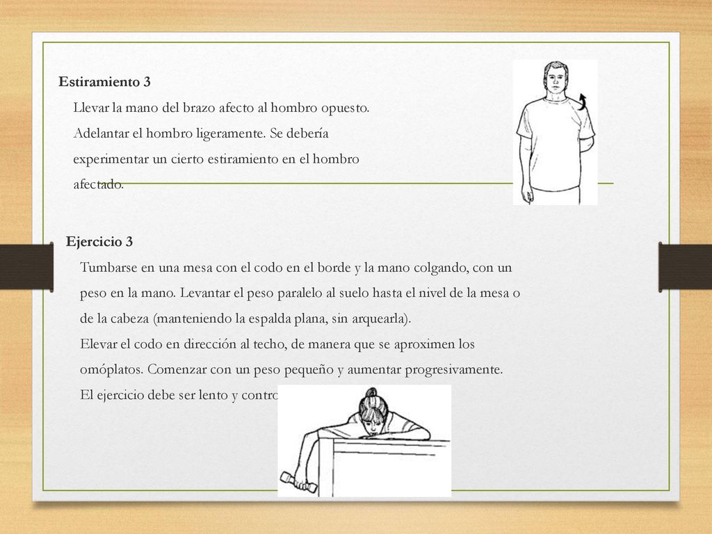 Estiramiento 3 Llevar la mano del brazo afecto al hombro opuesto