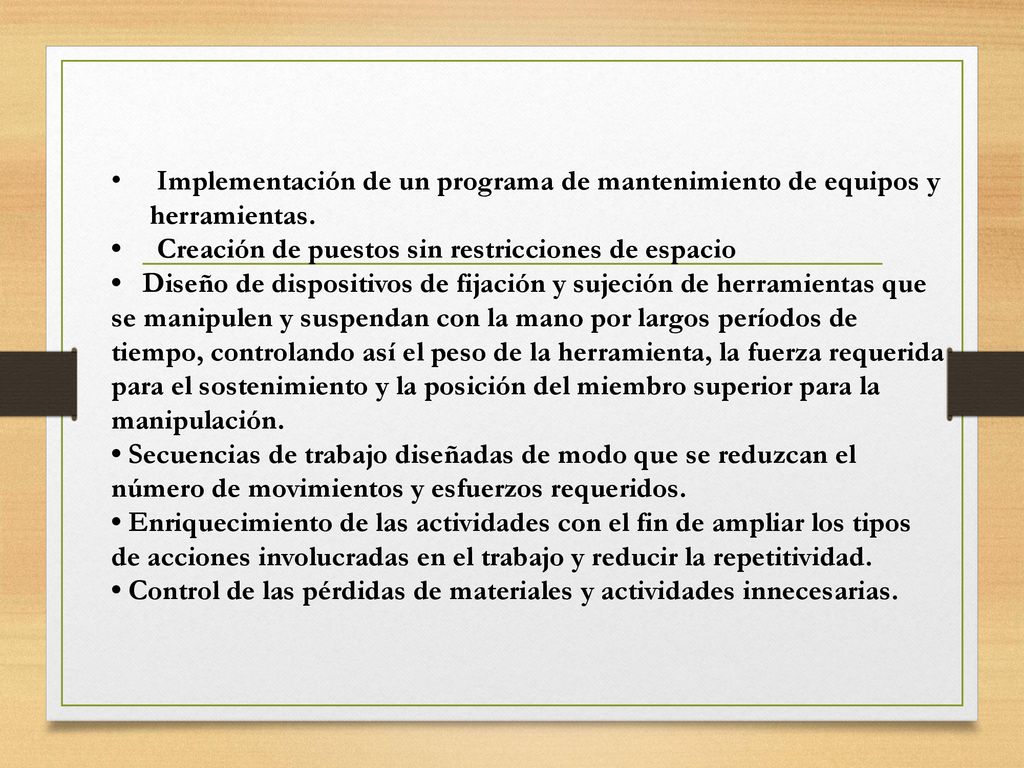 Implementación de un programa de mantenimiento de equipos y herramientas.