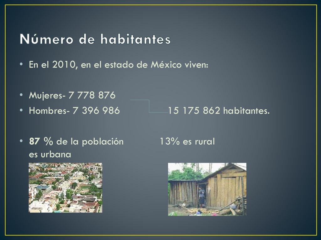 Número de habitantes En el 2010, en el estado de México viven: