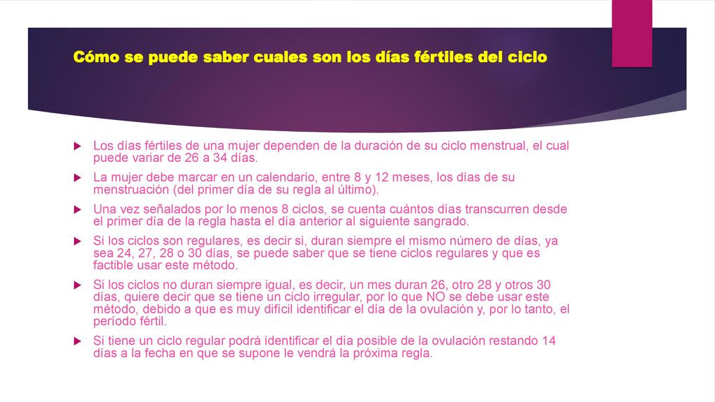 Cómo se puede saber cuales son los días fértiles del ciclo