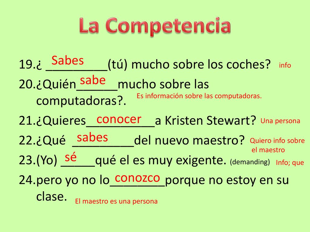 La Competencia Sabes ¿ _________(tú) mucho sobre los coches