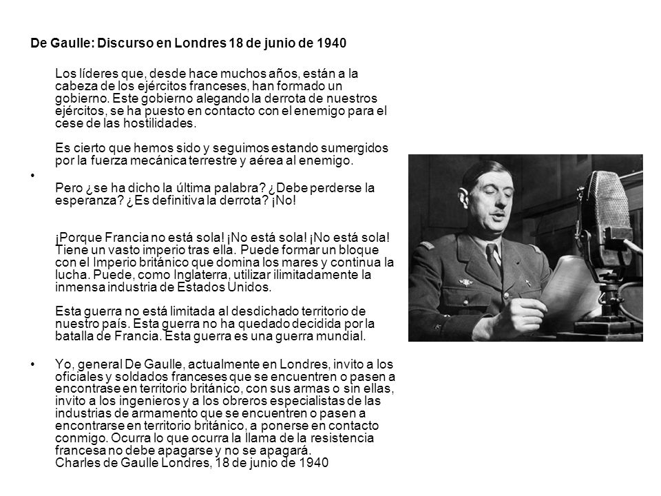 De Gaulle: Discurso en Londres 18 de junio de 1940