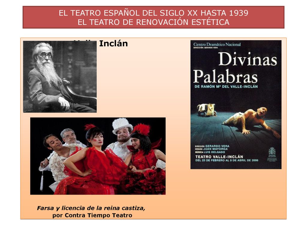 EL TEATRO ESPAÑOL DEL SIGLO XX HASTA 1939 EL TEATRO DE RENOVACIÓN ESTÉTICA