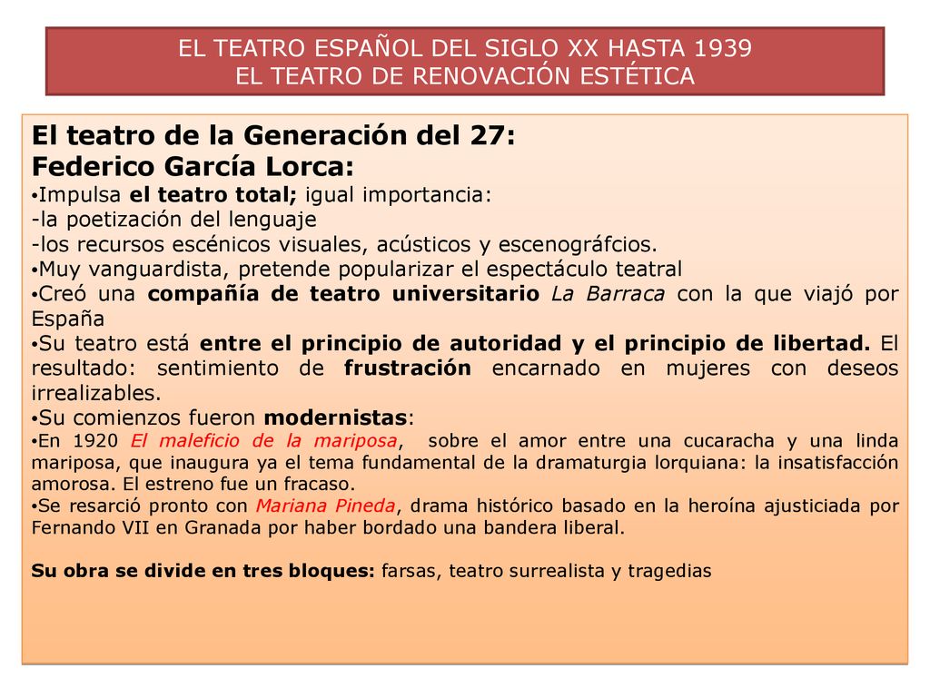 El teatro de la Generación del 27: Federico García Lorca: