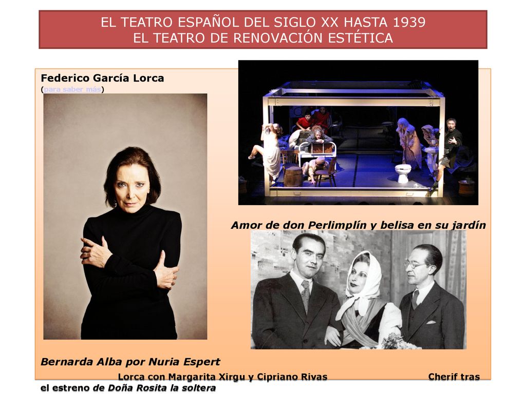 EL TEATRO ESPAÑOL DEL SIGLO XX HASTA 1939 EL TEATRO DE RENOVACIÓN ESTÉTICA