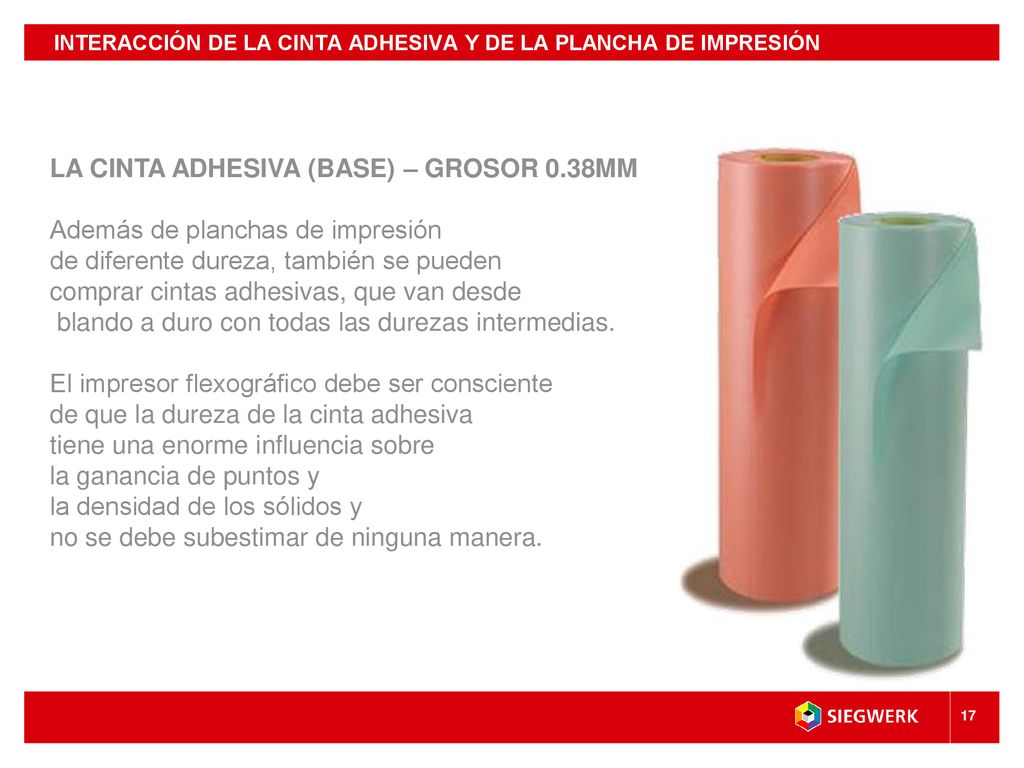 INTERACCIÓN DE LA CINTA ADHESIVA Y DE LA PLANCHA DE IMPRESIÓN