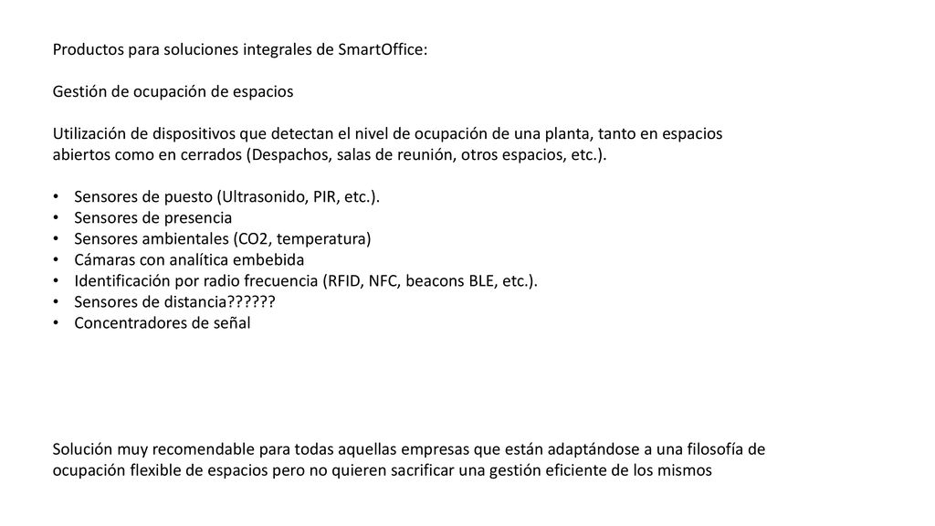 Productos para soluciones integrales de SmartOffice: