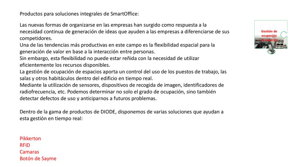 Productos para soluciones integrales de SmartOffice: