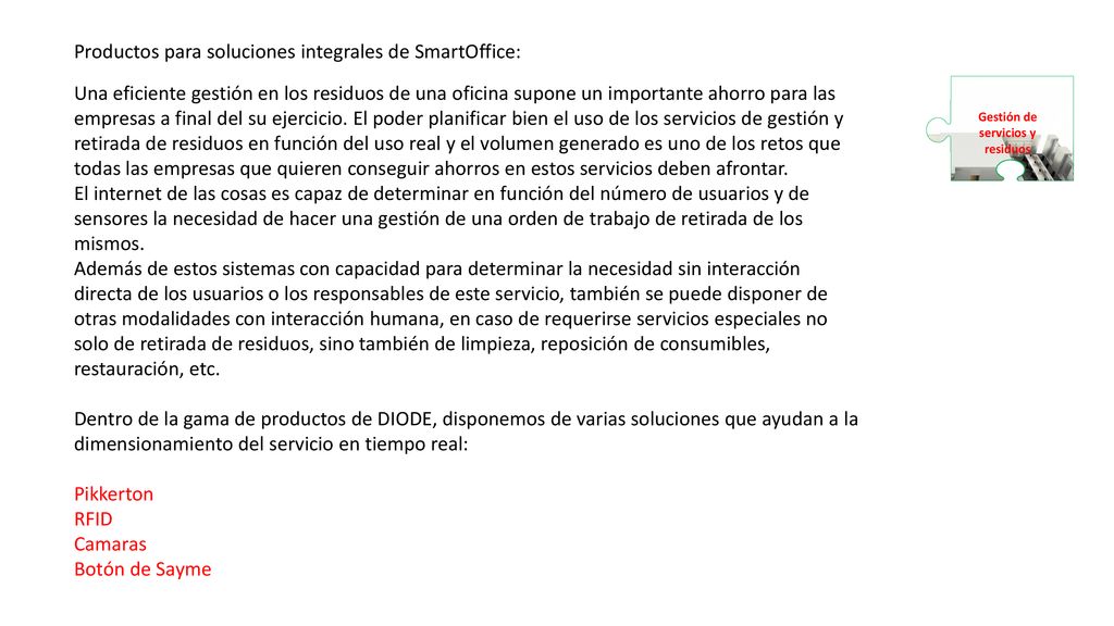 Productos para soluciones integrales de SmartOffice: