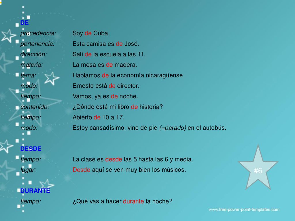 #6 DE procedencia: Soy de Cuba. pertenencia: Esta camisa es de José.