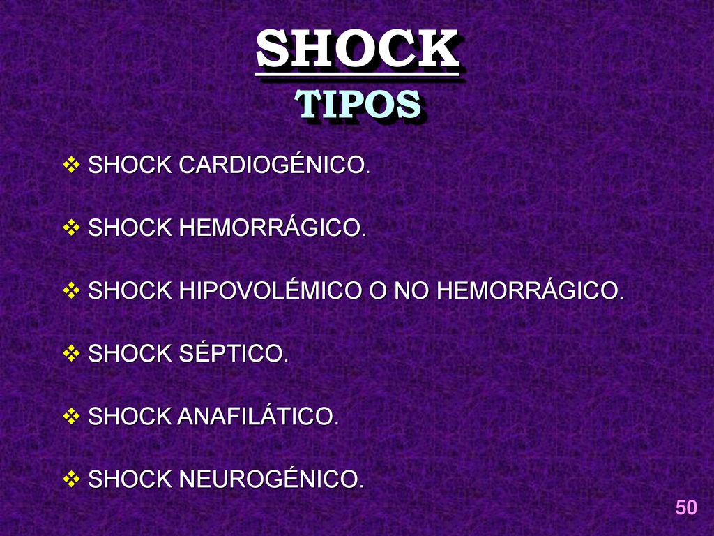 SHOCK TIPOS SHOCK CARDIOGÉNICO. SHOCK HEMORRÁGICO.