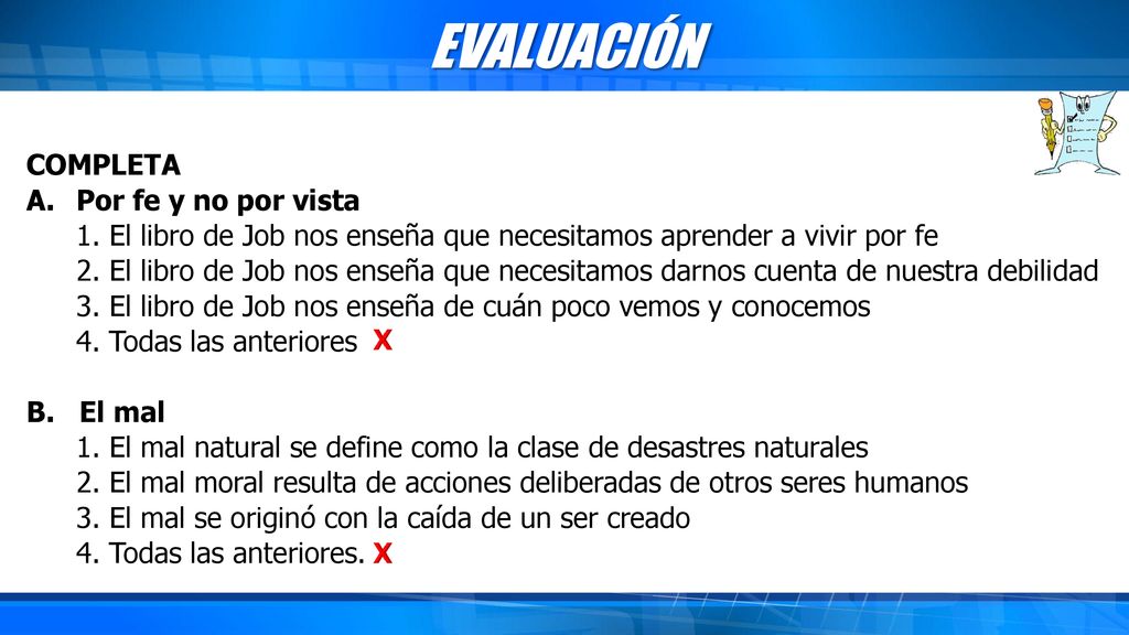 EVALUACIÓN COMPLETA Por fe y no por vista