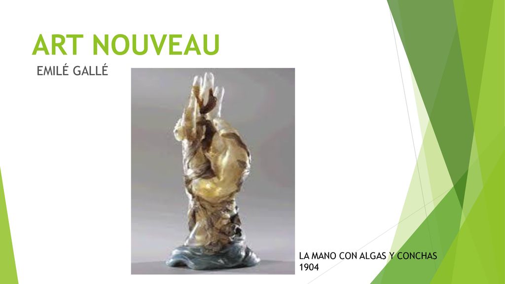 ART NOUVEAU EMILÉ GALLÉ LA MANO CON ALGAS Y CONCHAS 1904