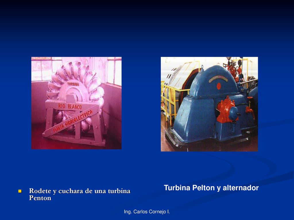 Turbina Pelton y alternador Rodete y cuchara de una turbina Penton