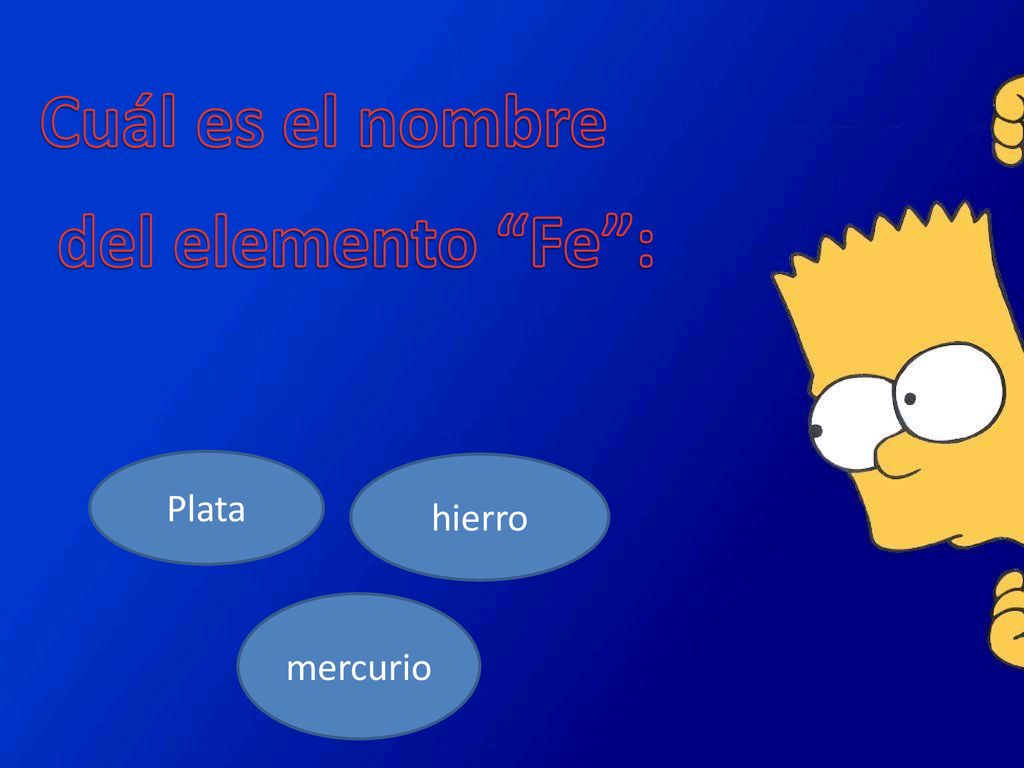 Cuál es el nombre del elemento Fe : Plata hierro mercurio