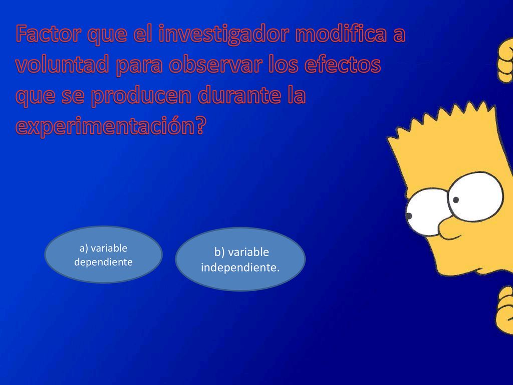 Factor que el investigador modifica a voluntad para observar los efectos que se producen durante la experimentación