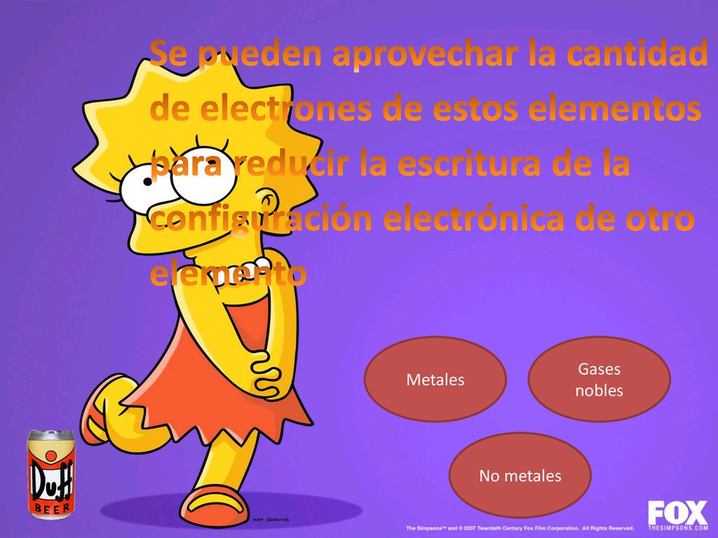 Se pueden aprovechar la cantidad de electrones de estos elementos para reducir la escritura de la configuración electrónica de otro elemento