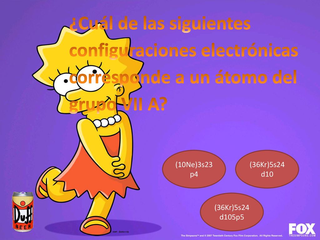 ¿Cuál de las siguientes configuraciones electrónicas corresponde a un átomo del grupo VII A