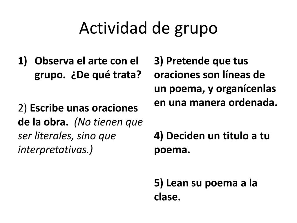 Actividad de grupo Observa el arte con el grupo. ¿De qué trata