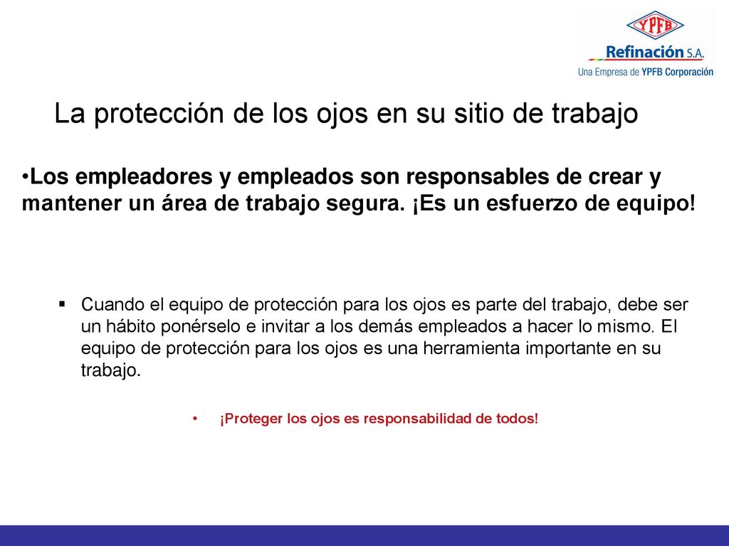 La protección de los ojos en su sitio de trabajo