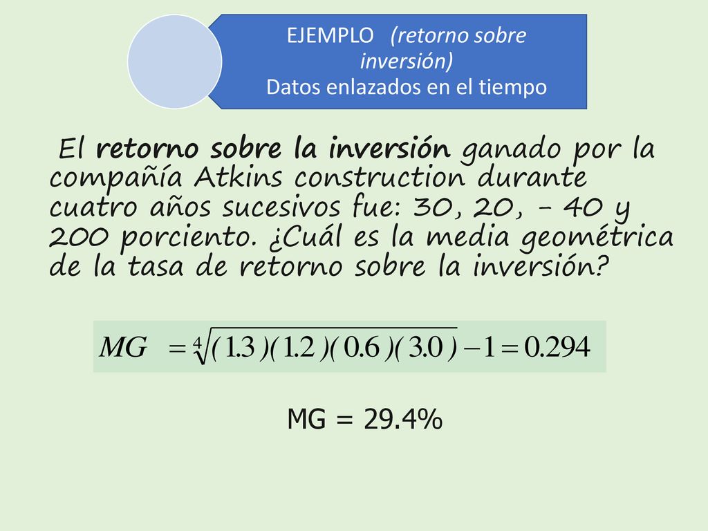 EJEMPLO (retorno sobre inversión) Datos enlazados en el tiempo