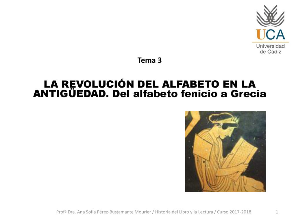 Tema 3 LA REVOLUCIÓN DEL ALFABETO EN LA ANTIGÜEDAD. Del alfabeto fenicio a Grecia.