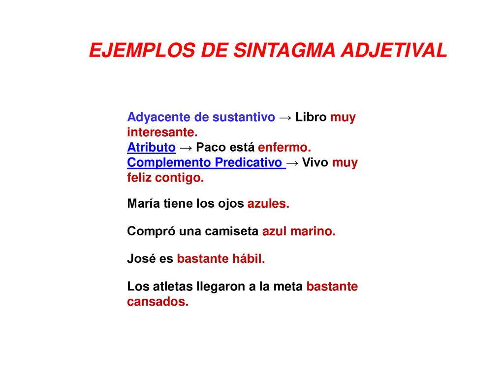 EJEMPLOS DE SINTAGMA ADJETIVAL