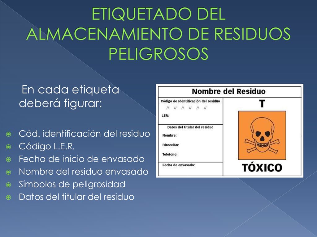 ETIQUETADO DEL ALMACENAMIENTO DE RESIDUOS PELIGROSOS