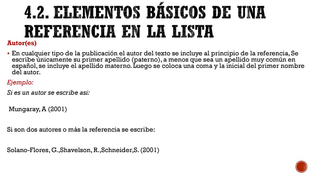 4.2. ELEMENTOS BÁSICOS DE UNA REFERENCIA EN LA LISTA