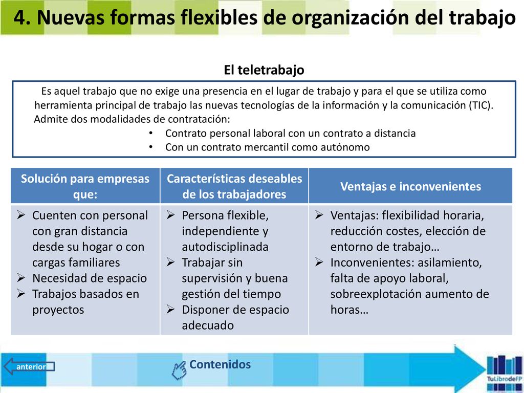 4. Nuevas formas flexibles de organización del trabajo