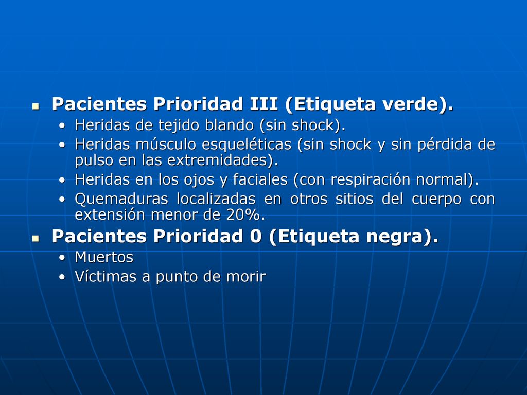 Pacientes Prioridad III (Etiqueta verde).