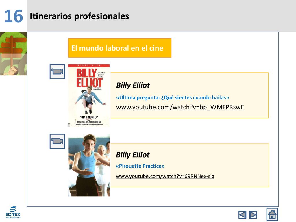 16 Itinerarios profesionales El mundo laboral en el cine Billy Elliot