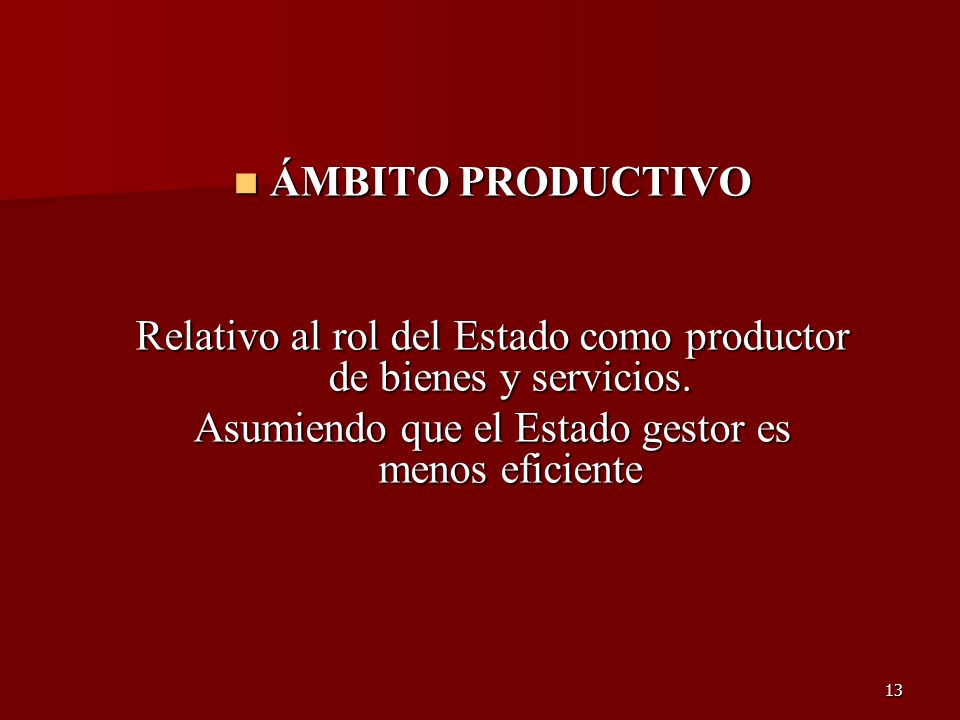 Relativo al rol del Estado como productor de bienes y servicios.