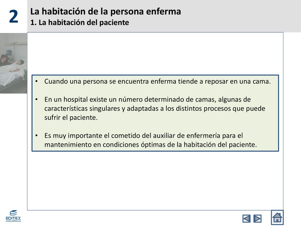 La habitación de la persona enferma 1. La habitación del paciente