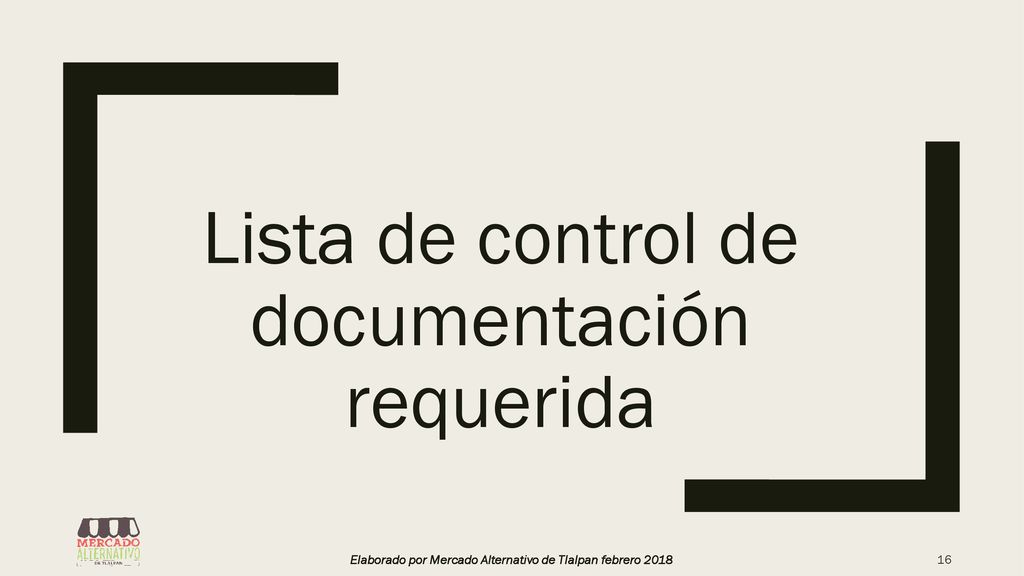 Lista de control de documentación requerida