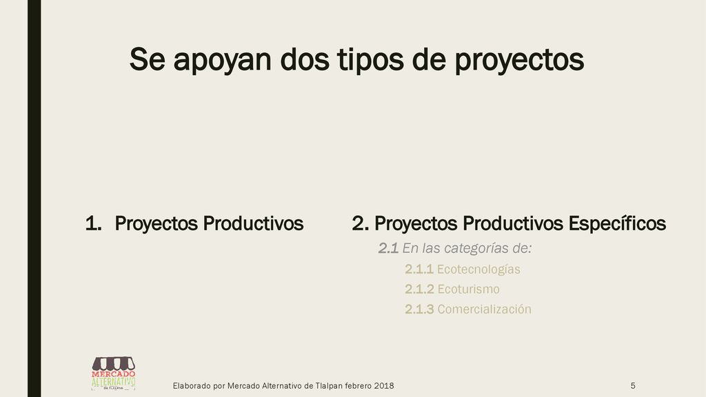 Se apoyan dos tipos de proyectos