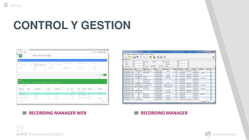 CONTROL Y GESTION RECORDING MANAGER WEB RECORDING MANAGER