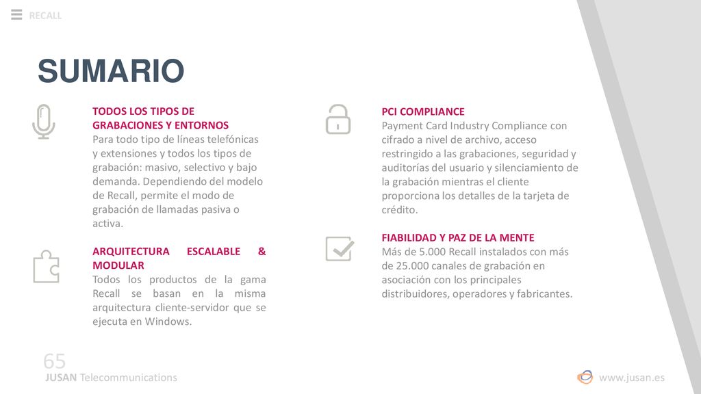 SUMARIO PCI COMPLIANCE TODOS LOS TIPOS DE GRABACIONES Y ENTORNOS
