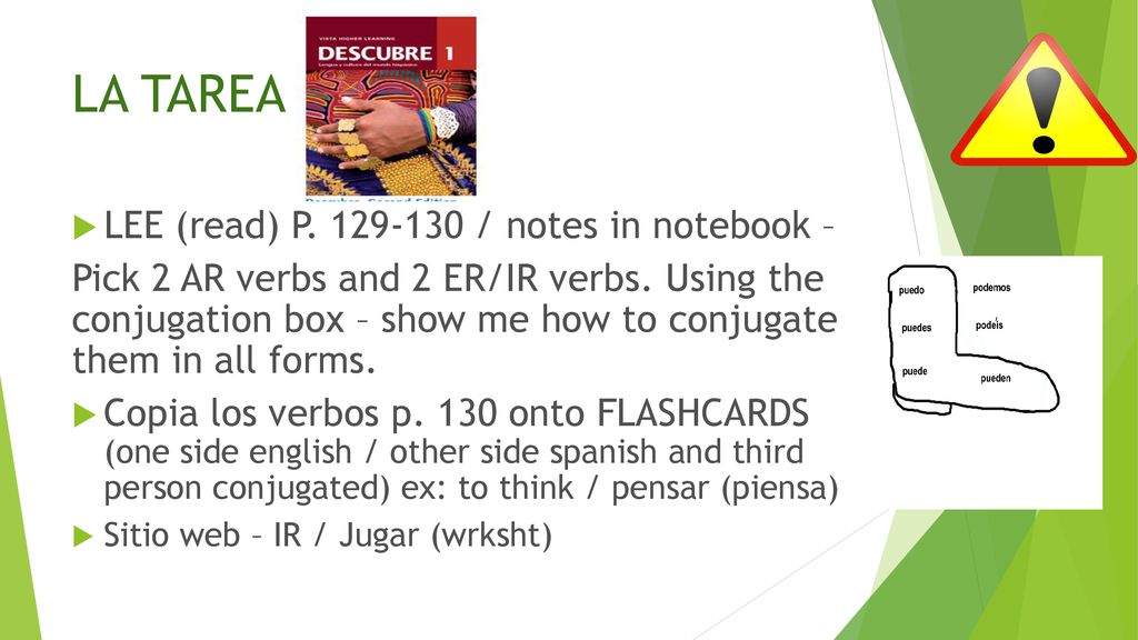 LA TAREA LEE (read) P / notes in notebook –