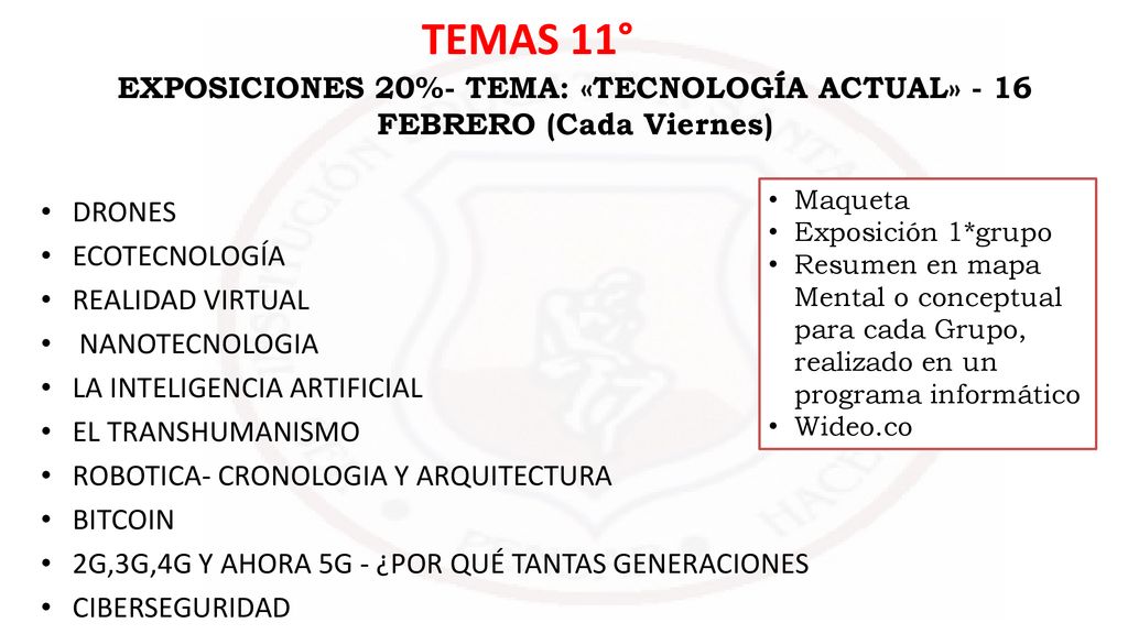 TEMAS 11° EXPOSICIONES 20%- TEMA: «TECNOLOGÍA ACTUAL» - 16 FEBRERO (Cada Viernes) DRONES. ECOTECNOLOGÍA.