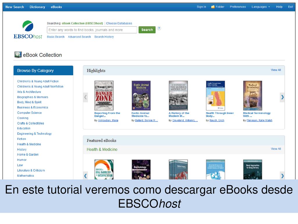 En este tutorial veremos como descargar eBooks desde EBSCOhost
